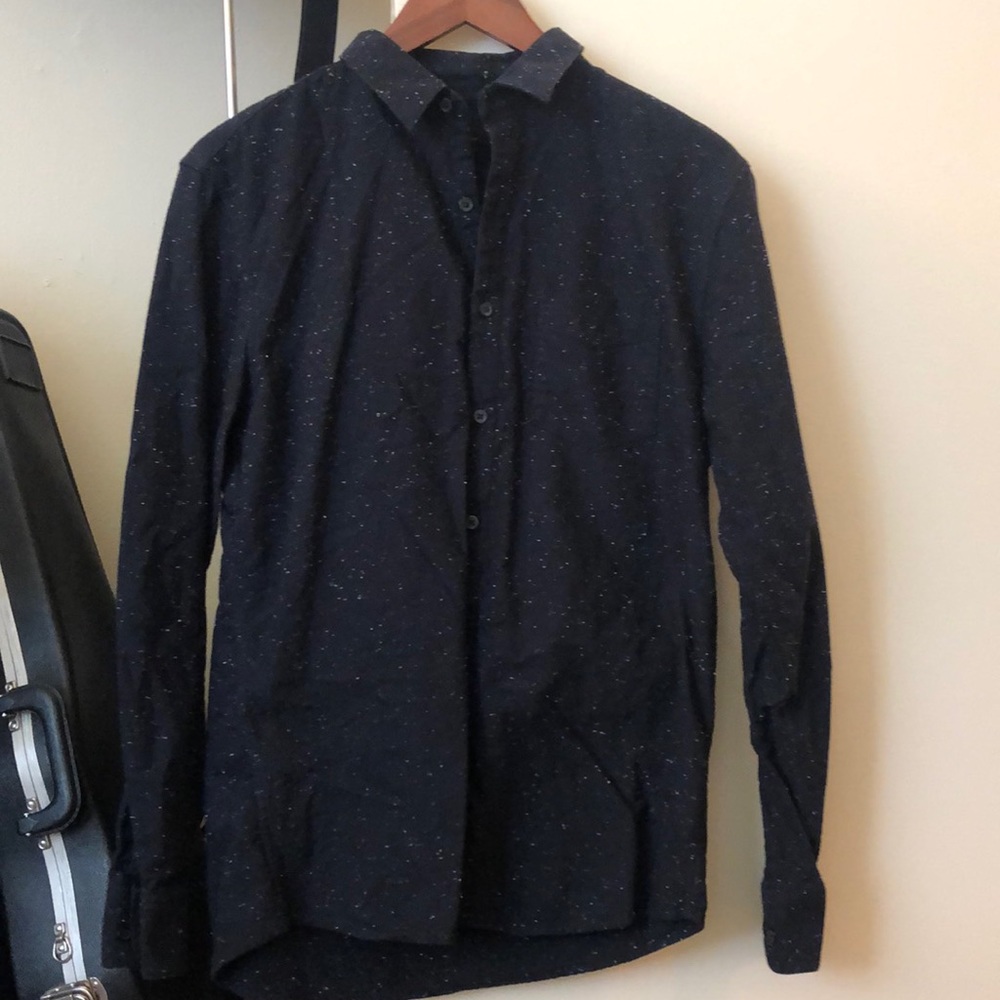 White speckled black dress shirt from Marc Anthony